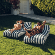 Green & White Cabana Stripe Fabric Covered Pool float lounger